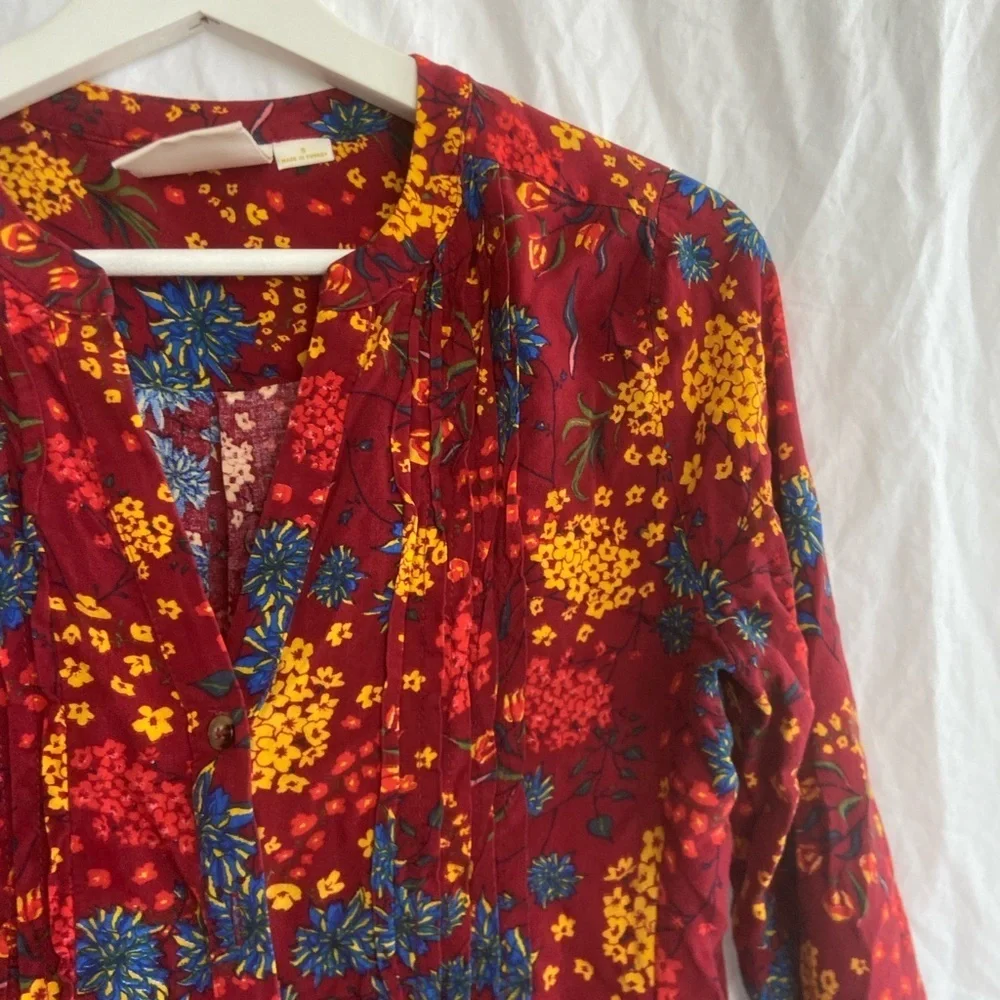 Anthropologie Maeve Floral Pintuck Boho Blouse Size Small - Picture 12 of 15